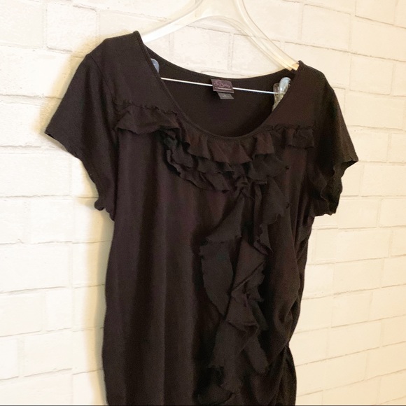 Motherhood Maternity Black Ruffled Ruched Top L - Picture 8 of 11